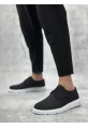 BA0003 Bağcıklı Klasik Spor Keten Siyah Beyaz Taban Casual Erkek Ayakkabı