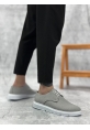 BA0003 Bağcıklı Klasik Spor Koyu Gri Renk Keten Yüksek Taban Casual Erkek Ayakkabı