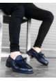 BA0062 Püsküllü Corcik Lacivert Rugan Klasik Erkek Kadın Unisex Ayakkabı