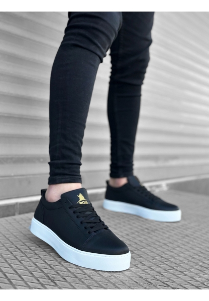 BA0104 Bağcıklı Siyah Cilt  Spor Klasik Erkek Ayakkabı