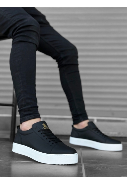 BA0104 Bağcıklı Siyah Cilt  Spor Klasik Erkek Ayakkabı