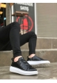 BA0134 BOA Kalın Yüksek Taban Desenli Çapraz Bant Siyah Erkek Ayakkabı