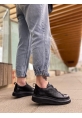 BA0134 BOA Kalın Yüksek Taban Desenli Çapraz Bant Siyah Erkek Ayakkabı