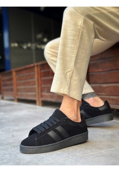 BA0235 BOA İki Çizgili Siyah Taban Erkek Günlük Ayakkabı