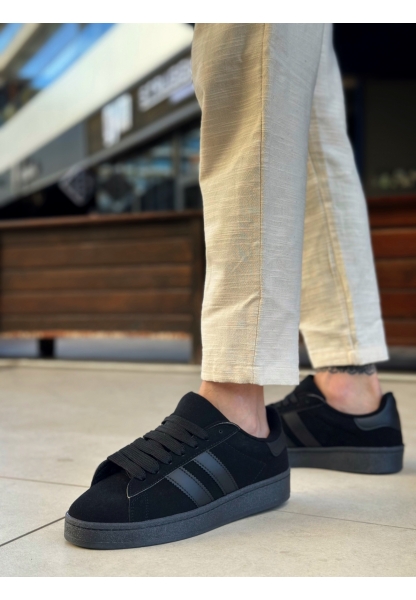 BA0235 BOA İki Çizgili Siyah Taban Erkek Günlük Ayakkabı