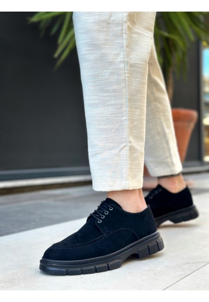 BA0237 Bağcıklı Klasik Siyah Taban  Süet Casual Erkek Ayakkabı