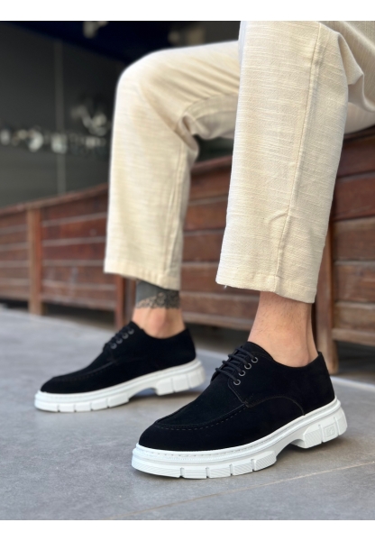 BA0237 Bağcıklı Klasik Yüksek Taban Siyah Süet Casual Erkek Ayakkabı