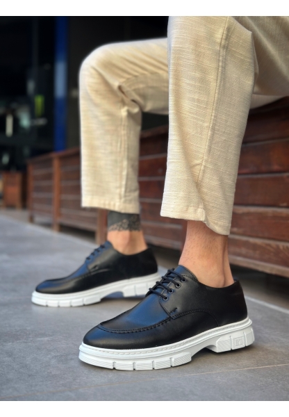 BA0237 Bağcıklı Rugan Klasik Yüksek Taban Cilt Siyah Casual Erkek Ayakkabı