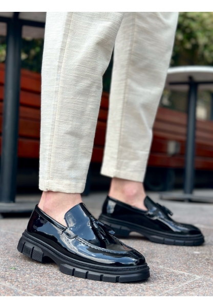 BA0240 Püsküllü Rugan Klasik Yüksek Taban Casual Erkek Ayakkabı