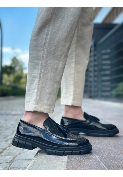 BA0240 Püsküllü Rugan Klasik Yüksek Taban Casual Erkek Ayakkabı