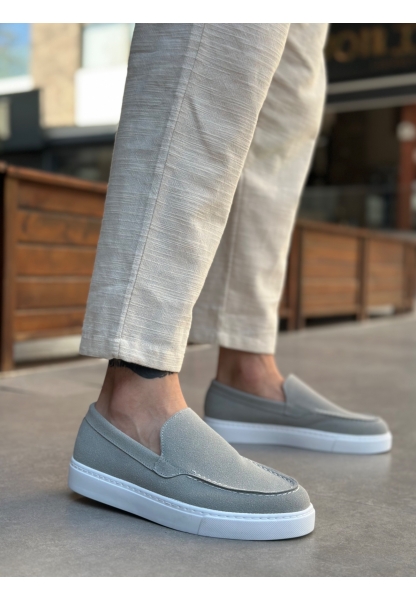 BA0241 Bağcıksız Yüksek Taban Gri Süet Erkek Ayakkabı