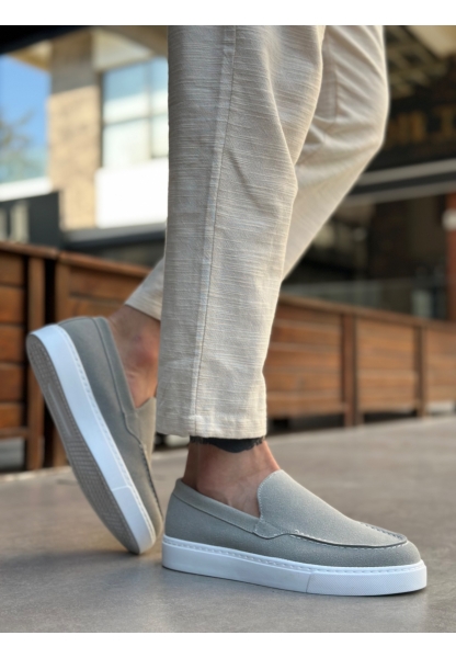 BA0241 Bağcıksız Yüksek Taban Gri Süet Erkek Ayakkabı