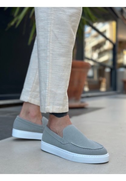 BA0241 Bağcıksız Yüksek Taban Gri Süet Erkek Ayakkabı