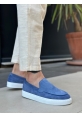 BA0241 Bağcıksız Yüksek Taban Mavi Süet Erkek Ayakkabı