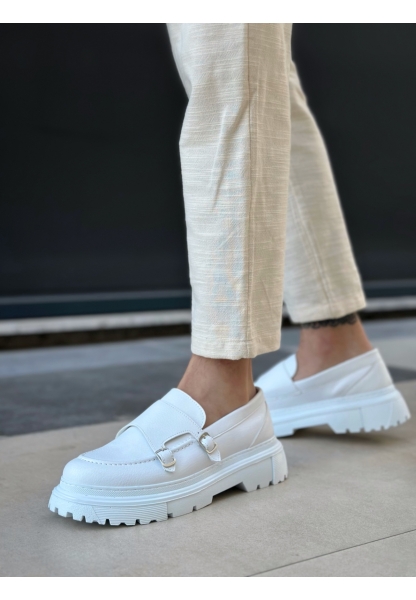 BA0242 Tokalı Klasik Yüksek Taban Beyaz Erkek Ayakkabı