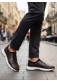 BA0244 İçi Dışı Hakiki Deri Bantlı Rahat Taban Casual Kahverengi Erkek Ayakkabı