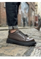 BA0245 Kahverengi Rugan Paraşüt Detaylı Akıllı Lastik Bağcık Yüksek Taban Günlük Erkek Ayakkabı