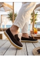 BA0250 %100 İçi Dışı Hakiki Deri Erkek Kahverengi Süet Casual Loafer Püskül Detaylı Kauçuk Rahat Taban Dikişli Ayakkabı