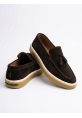 BA0250 %100 İçi Dışı Hakiki Deri Erkek Kahverengi Süet Casual Loafer Püskül Detaylı Kauçuk Rahat Taban Dikişli Ayakkabı