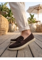 BA0251 %100 İçi Dışı Hakiki Deri Erkek Kahverengi Süet Casual Loafer Kauçuk Rahat Taban Dikişli Ayakkabı
