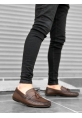 BA0306 İçi Dışı Hakiki Deri Püsküllü Kahverengi Klasik Erkek Corcik Ayakkabısı