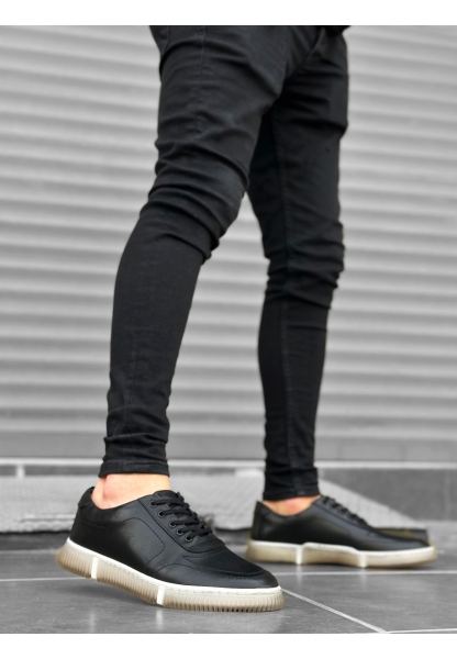 BA0309 İçi Dışı Hakiki Deri Bağcıklı Siyah Klasik Erkek Ayakkabısı