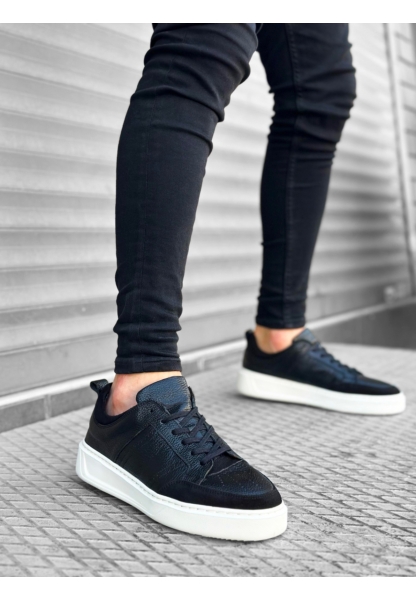 BA0314 İçi Dışı Hakiki Deri Bağcıklı Siyah Klasik Erkek Ayakkabısı