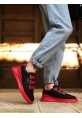 BA0329 3 Bant Siyah Kırmızı Kalın Taban Casual Erkek Ayakkabı