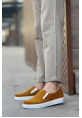 BA0339 Bağcıksız Kadife Hardal Beyaz Taban Günlük Erkek Ayakkabı