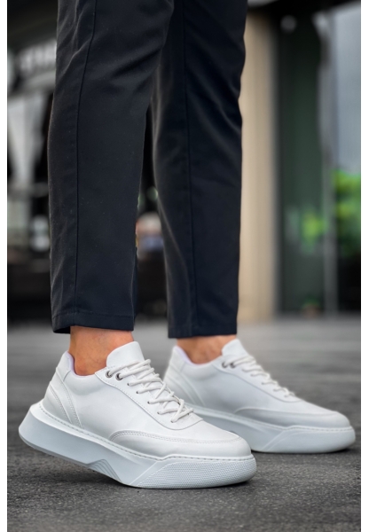 BA0354 Günlük  Bağcıklı Erkek Yüksek Taban Beyaz Spor Ayakkabı