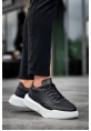 BA0354 Günlük  Bağcıklı Erkek Yüksek Taban Siyah Spor Ayakkabı