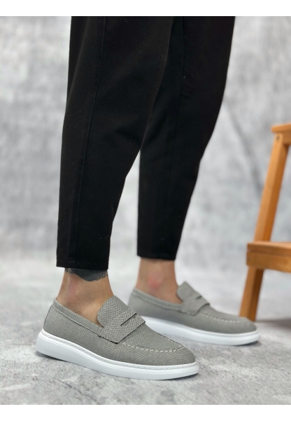 BA0355 Bağcıksız Keten Füme Klasik Corcik Erkek Ayakkabı