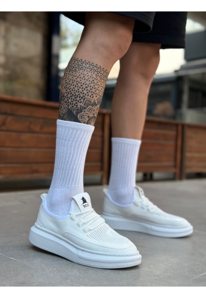 BA0375 Özel Örme Triko Tarz Beyaz Taban Spor Ayakkabı 