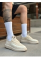 BA0375 Özel Örme Triko Tarz Krem Renk Spor Ayakkabı 