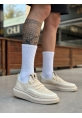 BA0375 Özel Örme Triko Tarz Krem Renk Spor Ayakkabı 