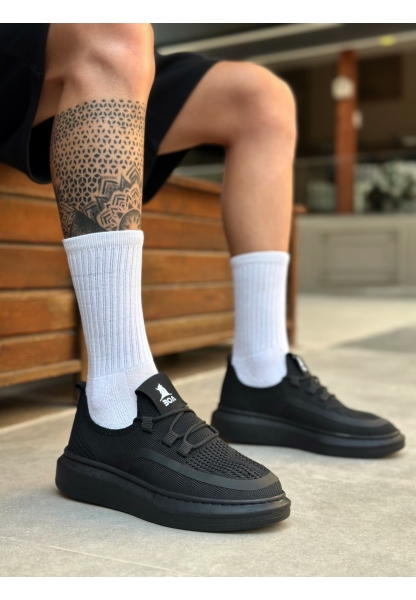 BA0375 Özel Örme Triko Tarz Siyah Renk Siyah Taban Spor Ayakkabı 