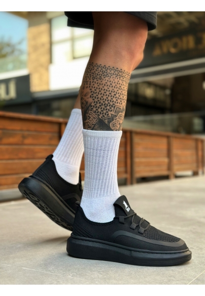 BA0375 Özel Örme Triko Tarz Siyah Renk Siyah Taban Spor Ayakkabı 