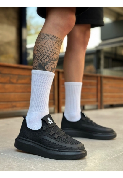 BA0375 Özel Örme Triko Tarz Siyah Renk Siyah Taban Spor Ayakkabı 