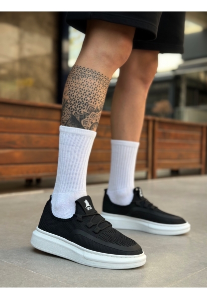 BA0375 Özel Örme Triko Tarz Siyah Renk Spor Ayakkabı 