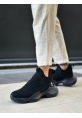 BA0401 Bağcıksız Rahat Yüksek Siyah Taban Siyah Süet Erkek Spor Yarım Bilek Bot