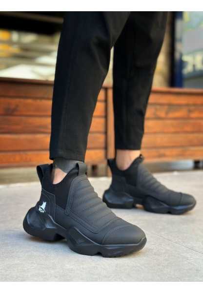 BA0401 Bağcıksız Rahat Yüksek Taban Erkek Spor Yarım Bilek Bot