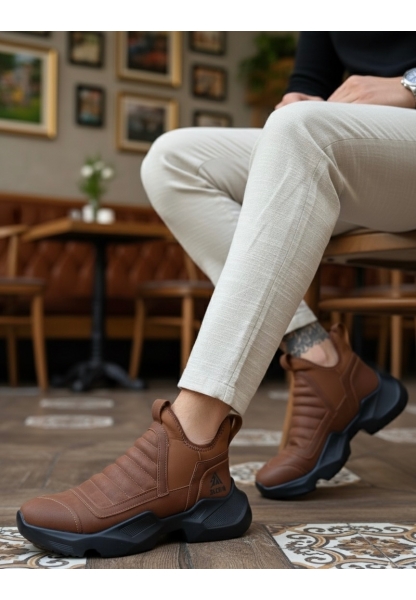 BA0401 Bağcıksız Rahat Yüksek Taban Taba Erkek Spor Yarım Bilek Bot