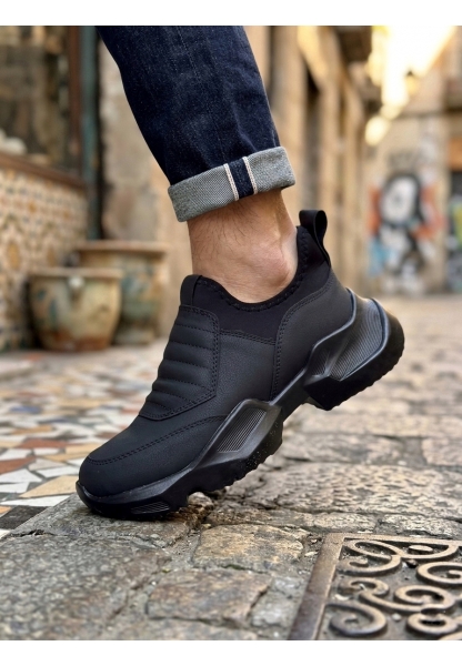 BA0402 Bağcıksız Rahat Yüksek Taban Erkek Spor Yarım Bilek Bot