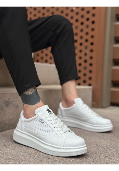 BA0423 BOA Kalın Tırtık Yüksek Taban Beyaz Bağcıklı Spor Erkek Ayakkabı