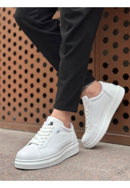 BA0423 BOA Kalın Tırtık Yüksek Taban Beyaz Bağcıklı Spor Erkek Ayakkabı