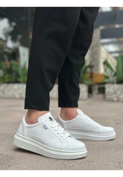 BA0423 BOA Kalın Tırtık Yüksek Taban Beyaz Bağcıklı Spor Erkek Ayakkabı