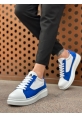 BA0423 BOA Kalın Yüksek Taban Beyaz Mavi Bağcıklı Spor Erkek Ayakkabı