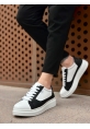 BA0423 BOA Kalın Yüksek Taban Beyaz Siyah Bağcıklı Spor Erkek Ayakkabı