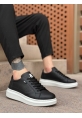 BA0423 BOA Kalın Yüksek Taban Siyah Bağcıklı Spor Erkek Ayakkabı