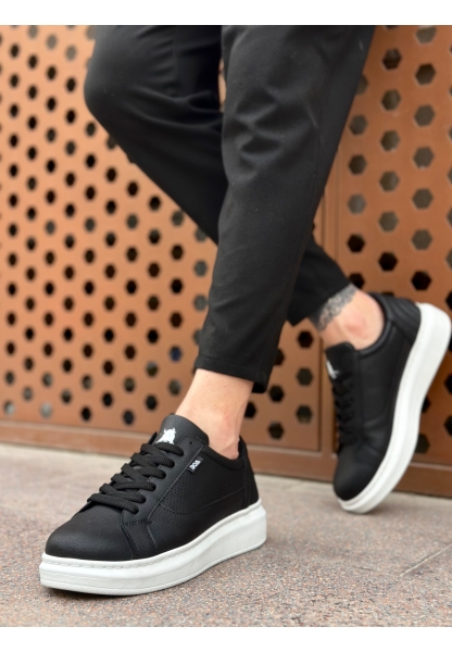 BA0423 BOA Kalın Yüksek Taban Siyah Bağcıklı Spor Erkek Ayakkabı